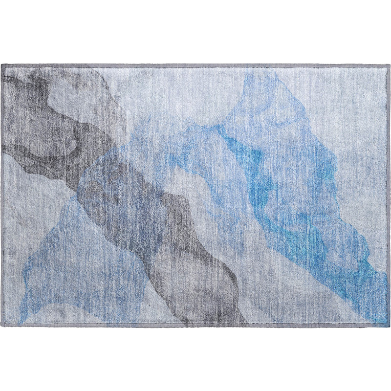 Premium Machine Washable Mayfield AMF2109 Abstract Rug, 1'8" x 2'6", Sky