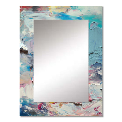 Summer Memories Abstract In White And Blue I - Abstract Painting Unique Mirror, Blue Large Wall Mirror, Printed Metal Art
