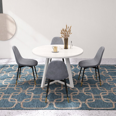Mercer41 Shenan 5-Piece Round Dining Set, Trestle Round Table With 4 Stylish Chairs by Mercer41