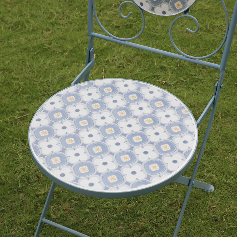 Ensemble de bistro extérieur pour 2 personnes, petite table de salle à manger rétro et ensemble de chaises pour patio, balcon, ensemble de tables de patio rondes