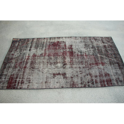 Handwoven Vintage Turkish Rug With Overdyed Purple Tone Ideal for Styling Living Room Spaces and A Perfect Gift for Him