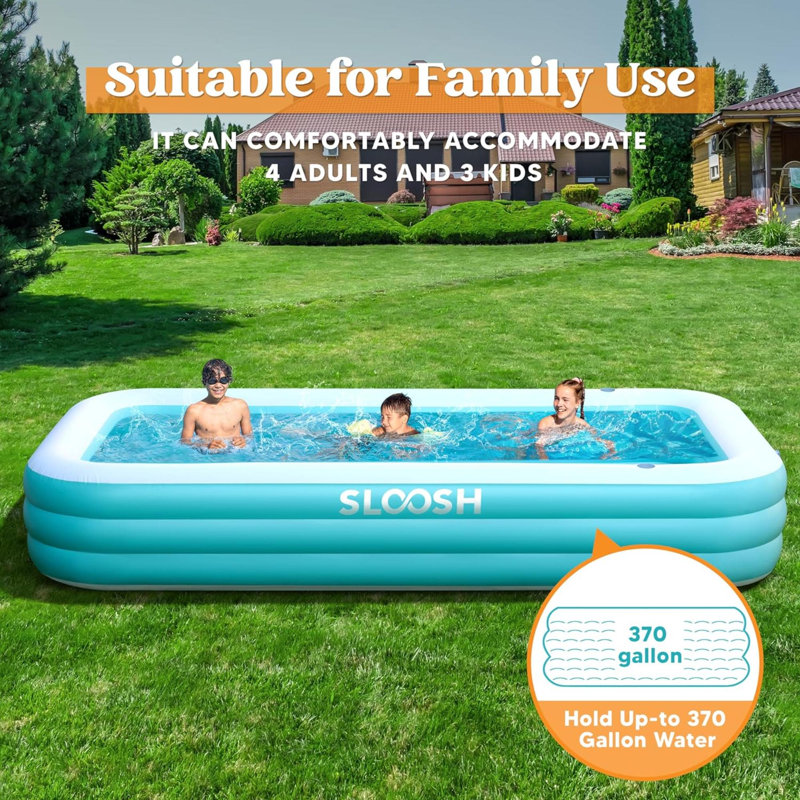 Rectangular Inflatable Pool Textiles Hub 1.8 ft x 10.8 ft x 6 ft Vinyl Inflatable Pool | Wayfair