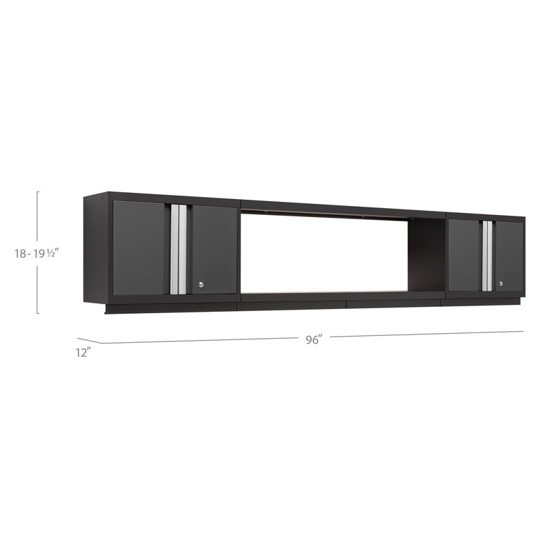 Bold Series 3pc Garage Wall Cabinet Set with Display Shelf