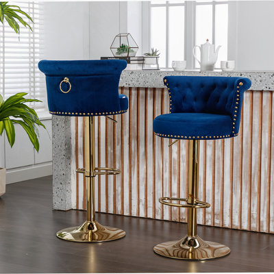 Versatile Rotating Bar Chair With Adjustable Height, Handmade Backrest, Soft Pillow For Kitchen, Dining, Cafe And More