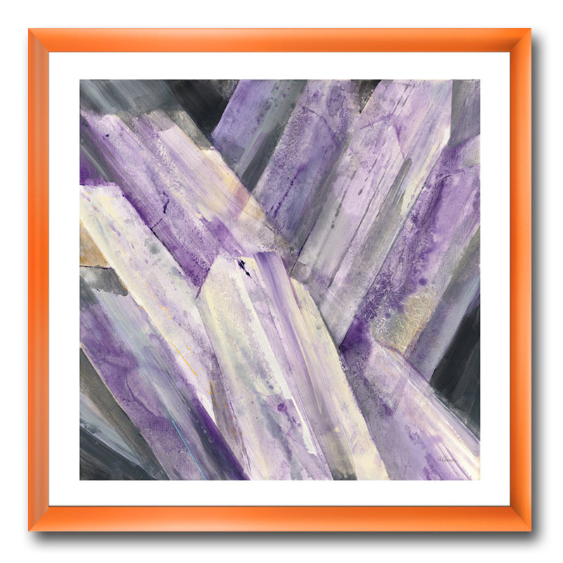 « geometric purple glacier », reproduction d’image sur toile, H 30 po x l 30 po x P 1 po, Cadre orangé