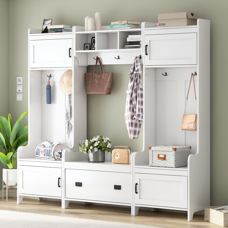 Alburtis 41, vestibule, banc de vestibule, blanc, solution de rangement pratique et élégante, fonctionnel
