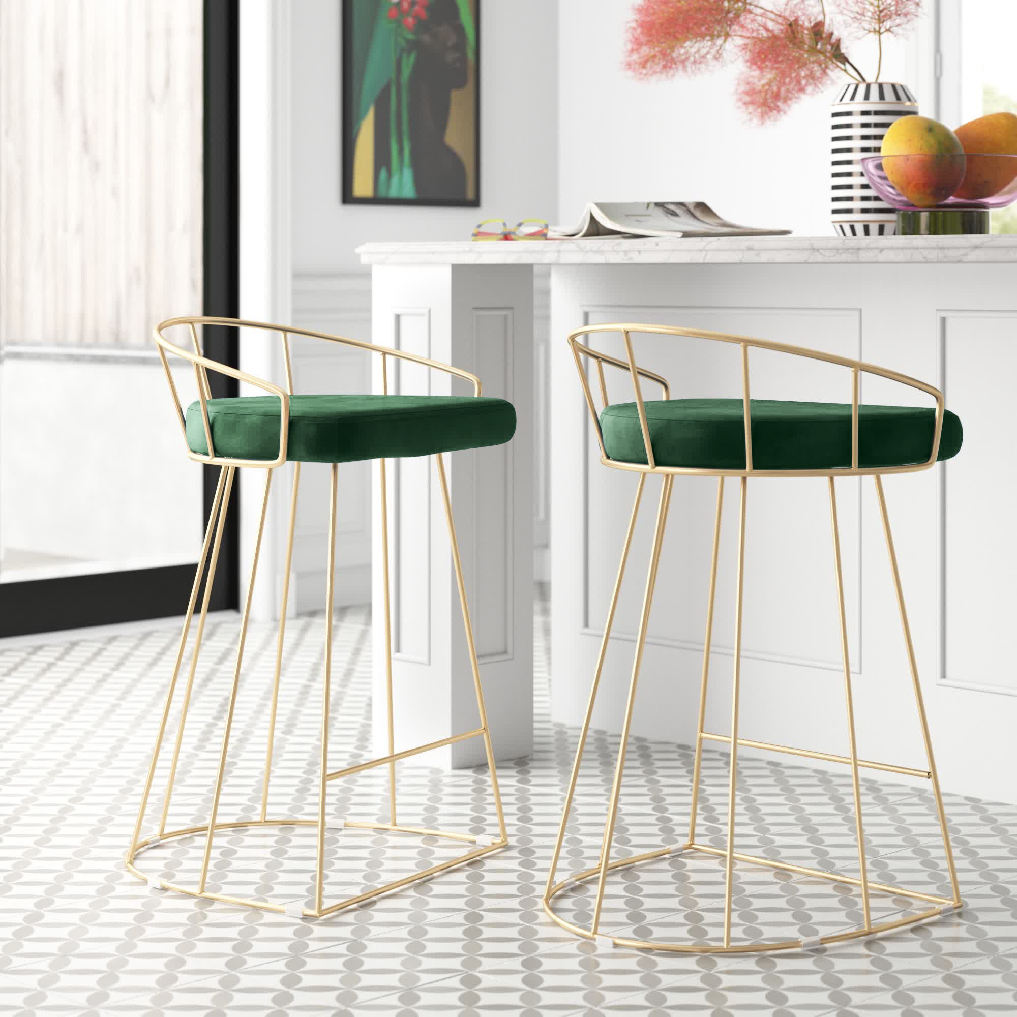 Emerald green and discount gold bar stools