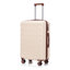 Grand bagage à carreaux en plastique dur 28 pouces ABS - Surface résistante aux égratignures Quatre roues multidirectionnelles, avec serrure à combinaison et crochets latéraux. (Beige)