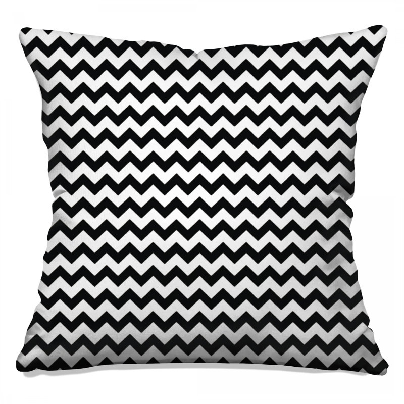 Coussins décoratifs noirs à double face en zigzag, 16 x 16 pouces