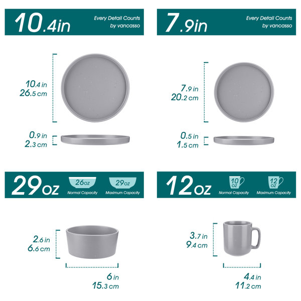 Stoneware Dinner Service 16-piece Crockery Set With Cake Plates, Flat Plates, Coffee Cups And Bowls, Scandinavian Design For 4-12 People