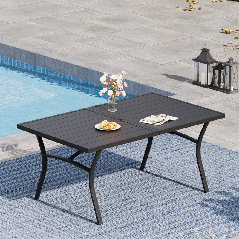 Table de salle à manger rectangulaire pour l'extérieur, Noir