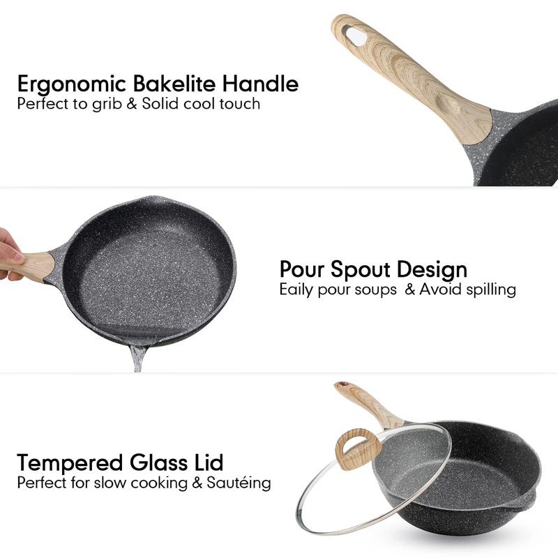 20-Piece Nonstick Granite Coating Cookware Set with Wooden Handles