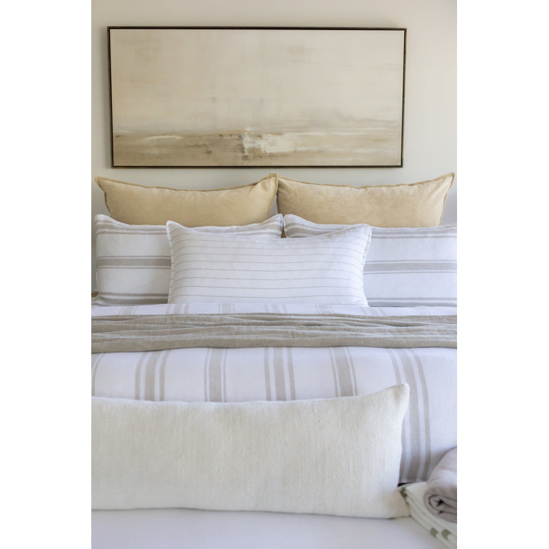 Jackson 100% Linen Buttons Sham, Standard, White/Natural