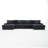 4 - Piece Upholstered Gray Faux Rabbit Fur Flannel Modular Sectional Sofa with Armrests & Throw Pillows-771364087