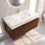 Meuble-lavabo mural simple en noyer de 91 cm (36 po) avec lavabo en céramique, plateau veiné et tiroir-1746408066