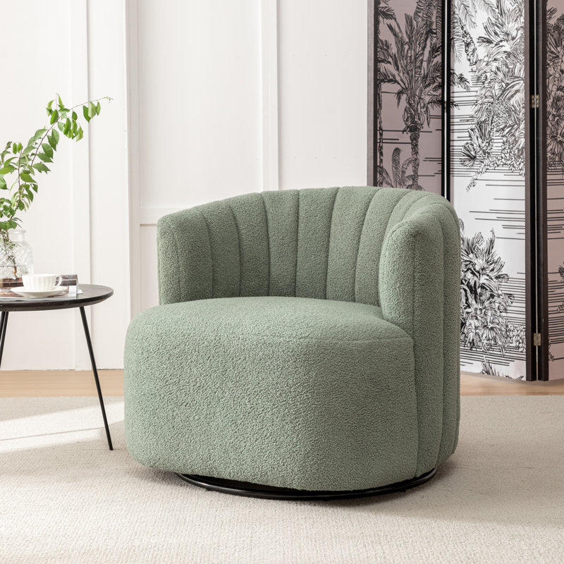 Fauteuil demi-tonneau pivotant rembourré Musaab, Vert