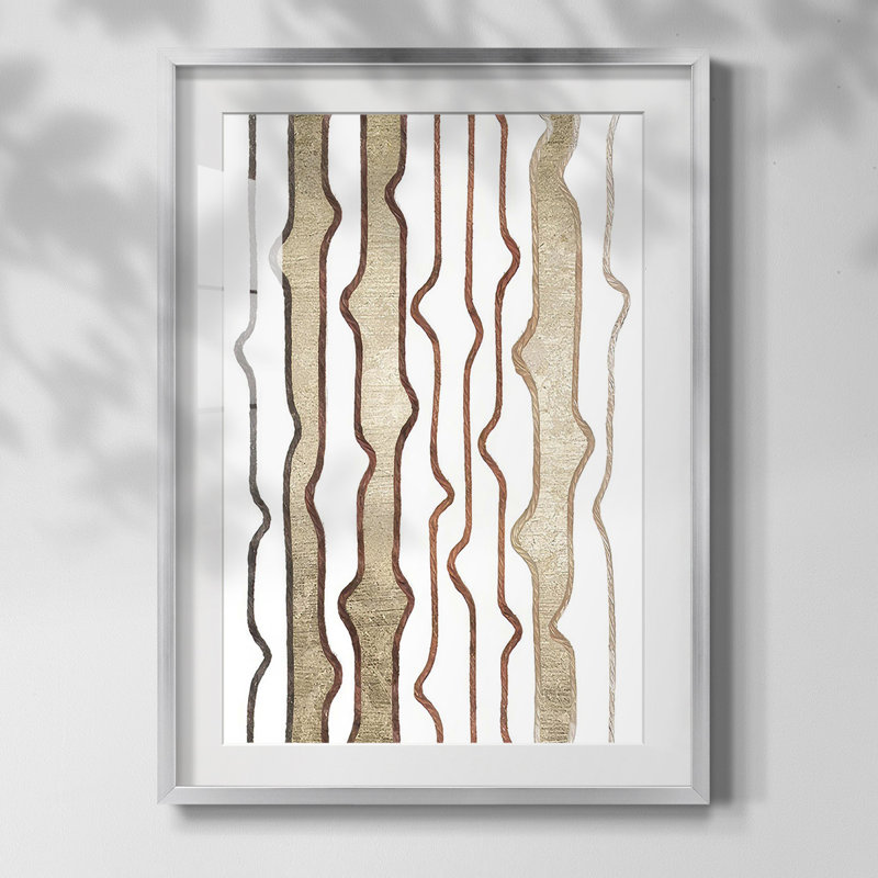 Jagged Flow III, Papier avec cadre argenté, Blanc