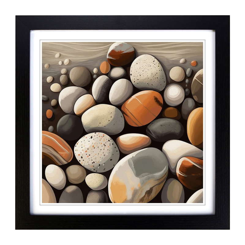 Pebbles - Framed Print, Black