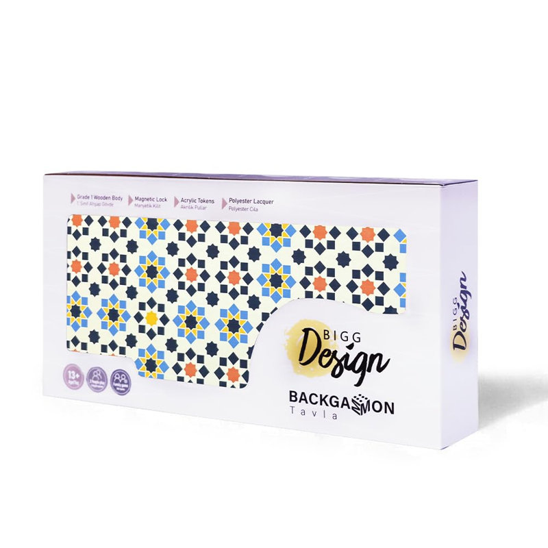 Star Backgammon Set 16mm MDF Board Fermeture magnétique Surface résistante aux égratignures 36mm Polyester Dames 9mm dés 19,69 x 10,63 pouces
