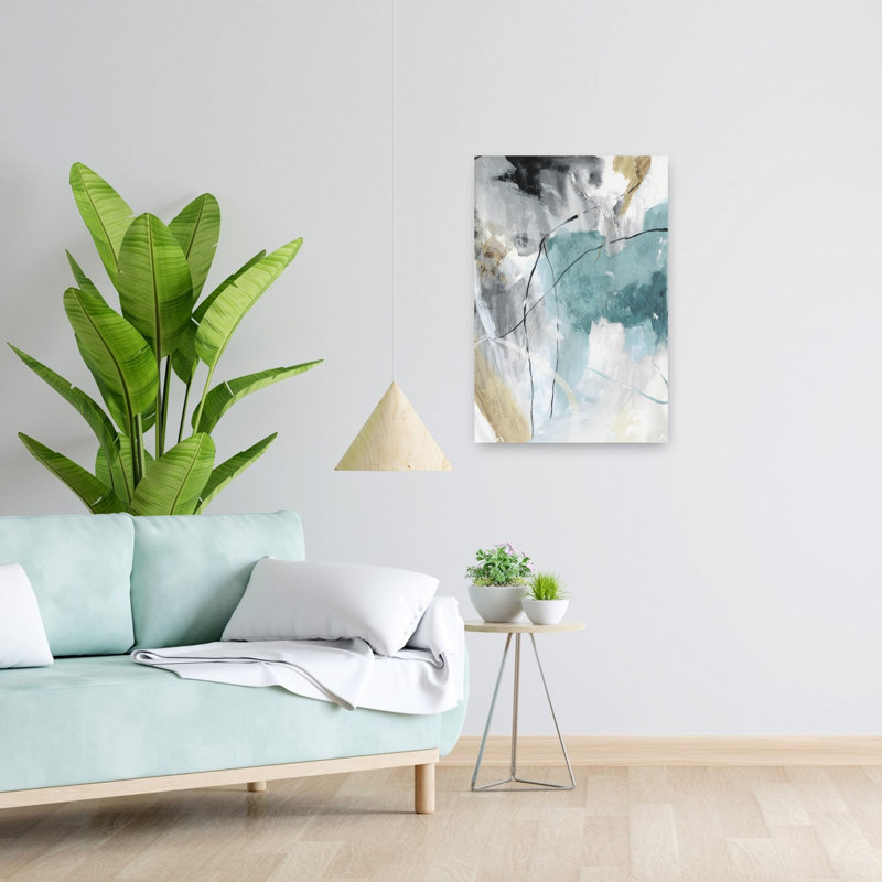 Enigmatique bleu sarcelle II, art moderne abstrait, H 24 po x l 16 po