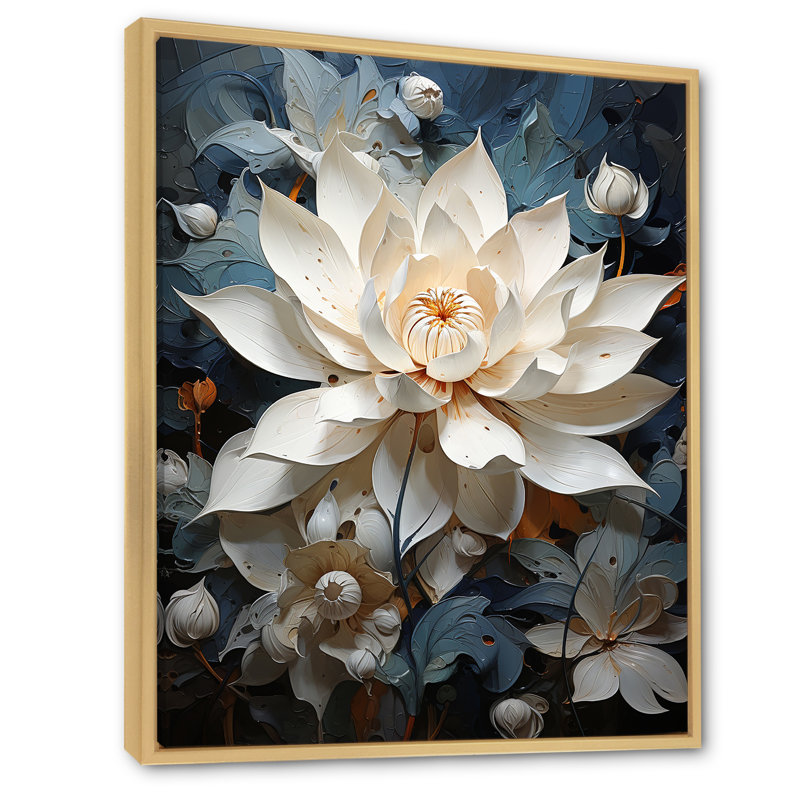 «Serenity Blossum Lotus I» sur toile, H 44 po x l 34 po x P 1,5 po, Cadre naturel flottant
