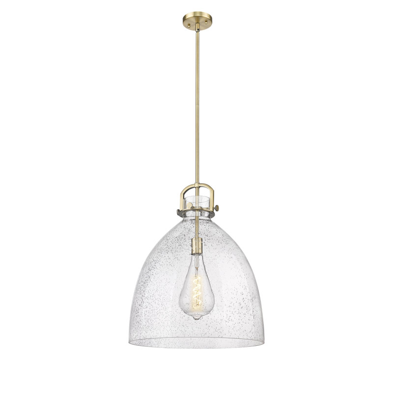 Luminaire suspendu 1 lumière Badillo, Laiton brossé, Grainé, H 22 po x l 18 po x P 18 po