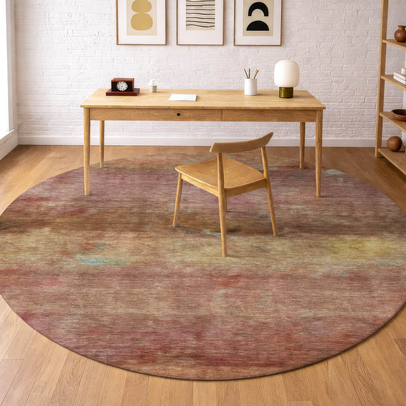 Premium Machine Washable Mayfield AMF2311 Stripes Rug, Terracotta, 8' Round