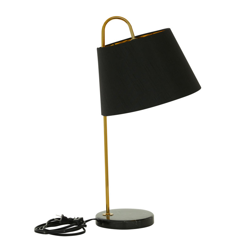 Lampe de bureau en marbre blanc avec support en métal doré, Noir