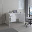 Bureau moderne Mellier avec deux tiroirs et rangement latéral, poste de travail d'ordinateur compact pour bureau à domicile ou salle d'étude