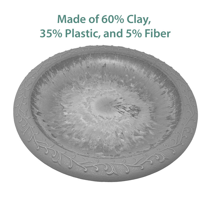 Tierra Garden 19" Black and Red Fiber Clay Birdbath Bowl
