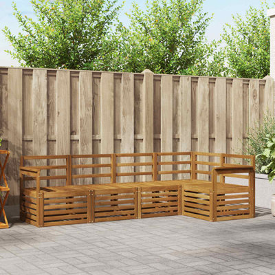 247 cm W Solid Wood Patio Corner Sofa Set