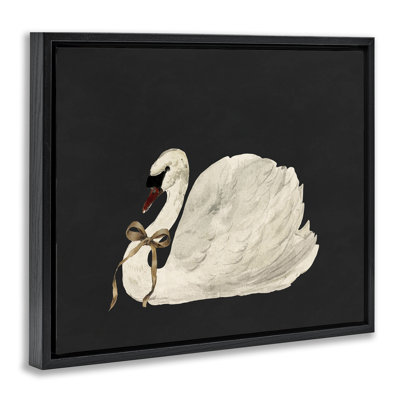 Cygne festif avec cadre flottant à ruban, design par lettré et doublé
