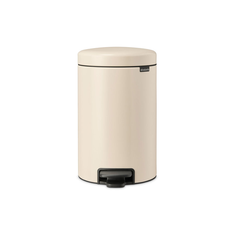 NewIcon Pedal Step On Trash Can, Beige, 12 L