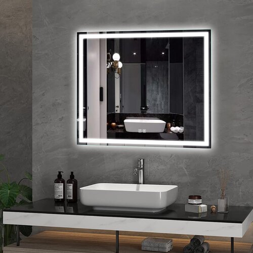 Orren Ellis Square LED Wall Mirror & Reviews | Wayfair