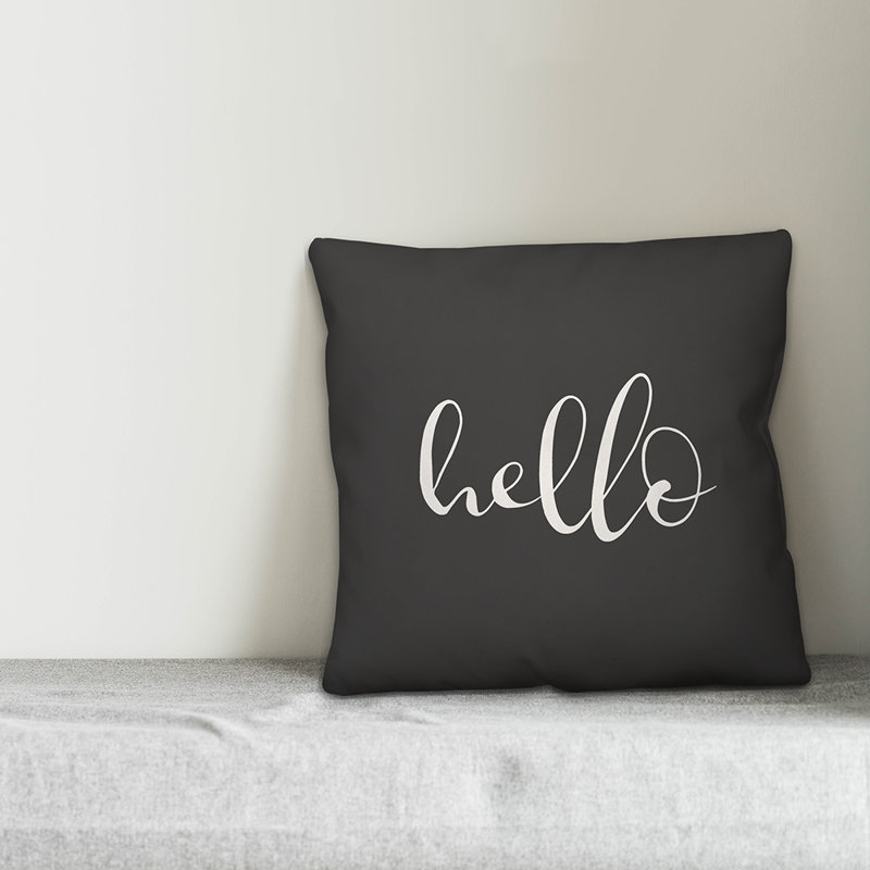 New Jersey Textual Outdoor Throw Pillow, 18" H x 18" W, Black/White