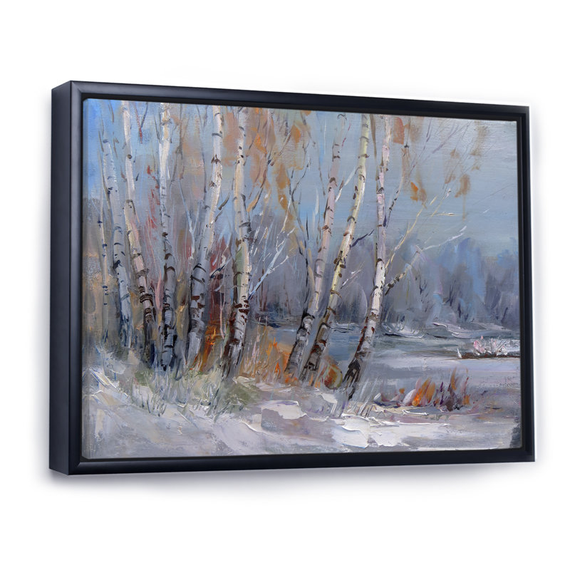 Winter Birches Forest II - On, H 24 po x l 36 po x P 0,1 po, Toile avec cadre flottant noir