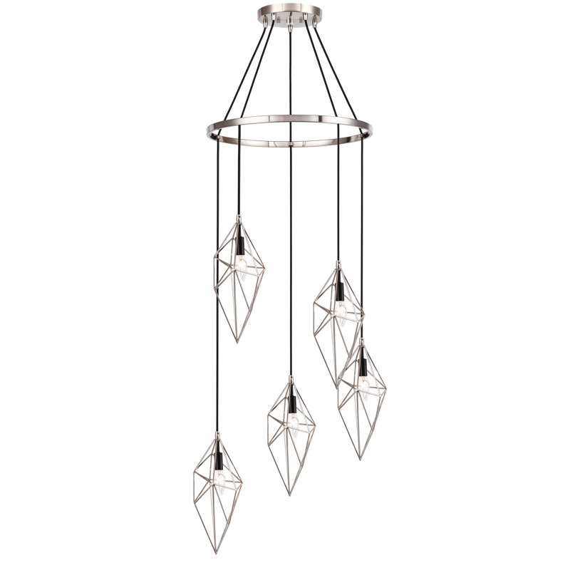 Luverne 5 - Light Wagon Wheel Chandelier, Nickel