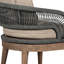 Hareton Patio Dining Armchair in Eucalyptus Wood with Gray Rope and Taupe Olefin Cushions