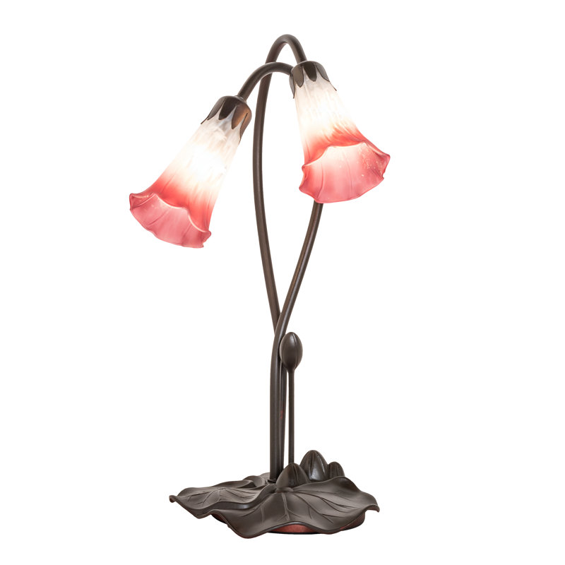 Meyda Tiffany & Stained Glass Table Lamp, Pink / White