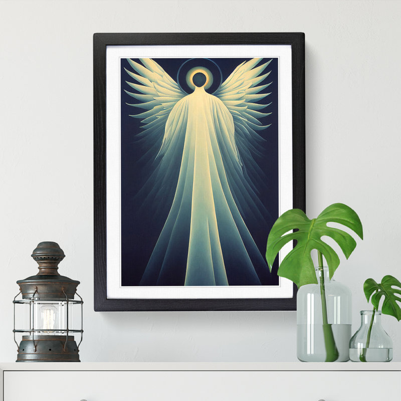 Lone Angel - Framed Print, 46cm H x 34cm W x 2cm D, Oak