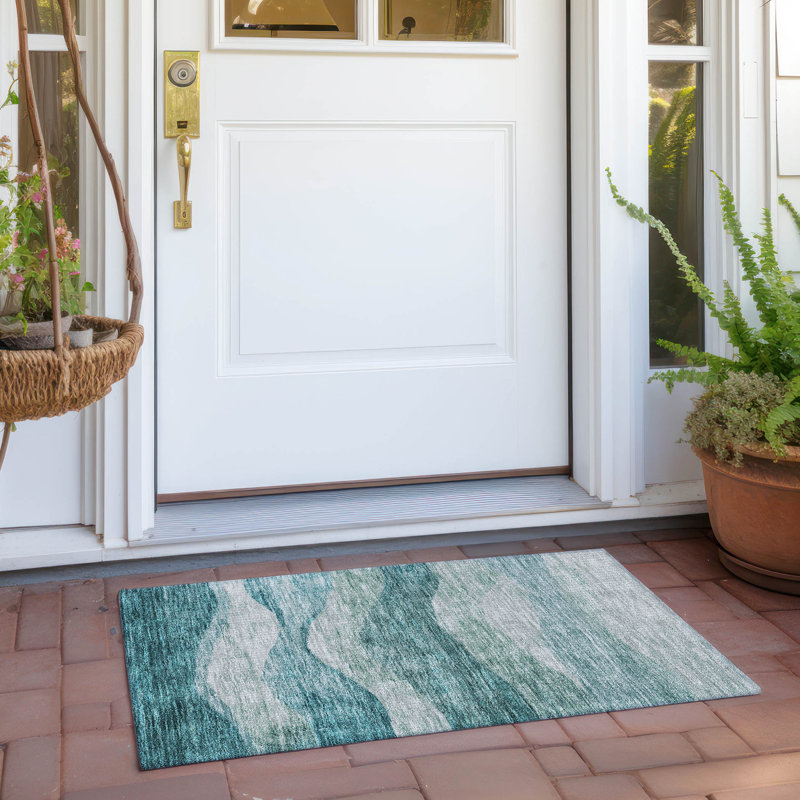 Machine Washable Indoor/Outdoor Chantille ACN1141 Seafoam Rug, Rectangle 1'8" x 2'6"