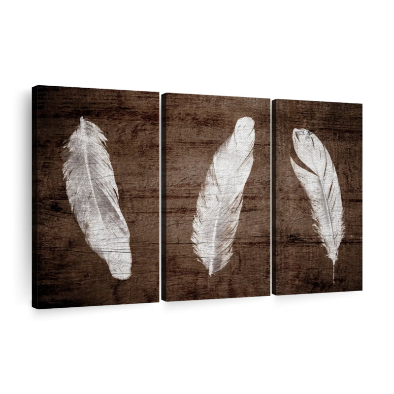 «Woodgrain White Feathers» sur toile, H 48 po x l 74 po x P 1,25 po