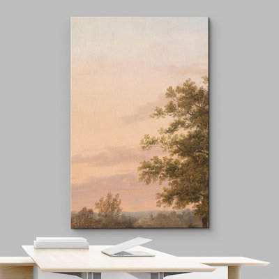 Nuage pastel aquarelle coucher de soleil forêt forêt paysage naturel Art moderne décor minimaliste rustique