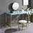 Blue And Gold Writing Desk With USB Ports-906632592