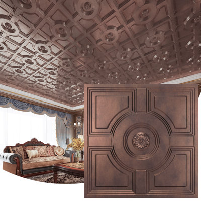 Art3d 2 Ft. X 2 Ft. Glue-Up or Drop-in PVC Ceiling Tile for Home,Office,12-Pack,48 sq.ft./Box