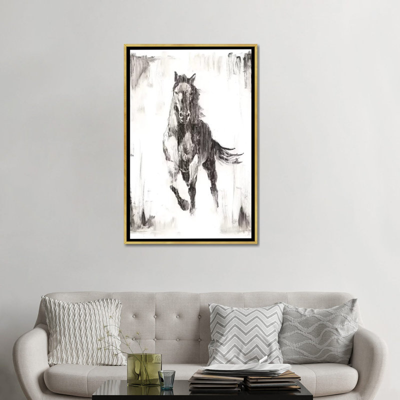 « Rustic Black Stallion II » par Ethan Harper, reproduction d’art sur toile, H 48 po x l 32 po x P 1,5 po, Pas de tapis