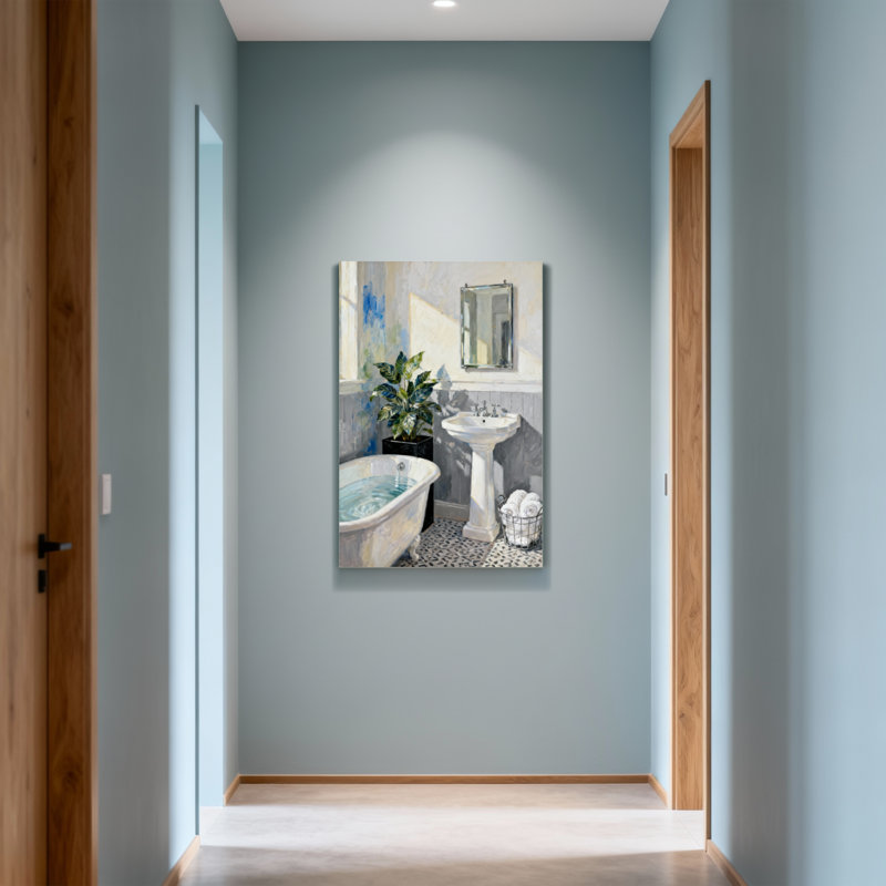 Scène de salle de bain avec lavabo et plante Bath & Laundry, H 24 po x l 16 po
