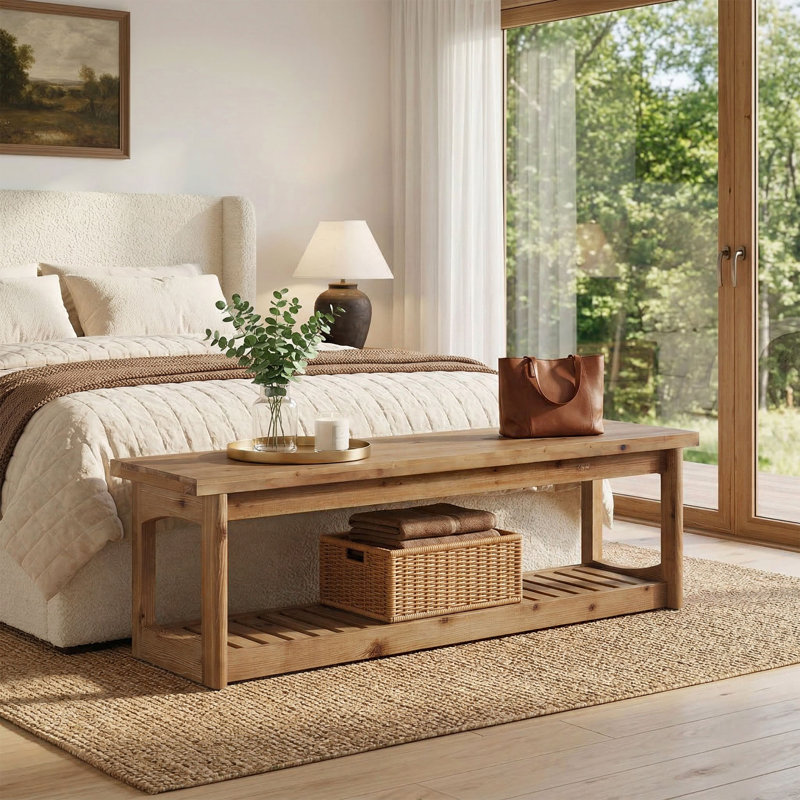 Wood Dining Bench with Storage