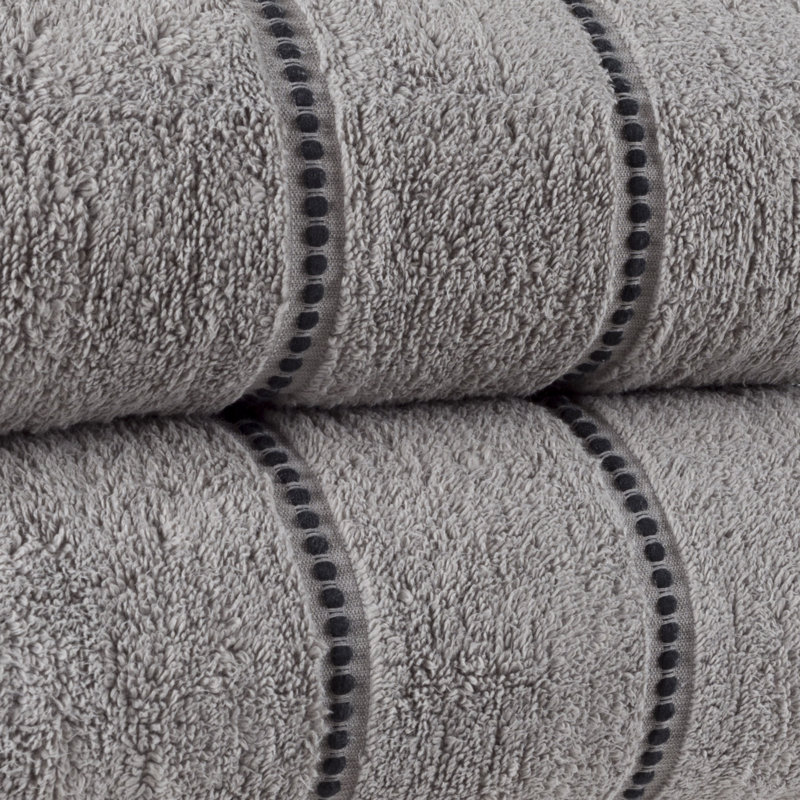 Ensemble de serviettes en coton de luxe 2 pièces Braswell - Serviettes de bain 100% coton à séchage rapide, Argent argent