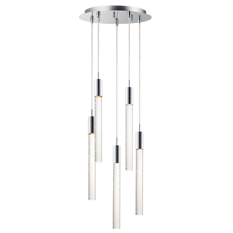 Senn 5 - Light Polished Chrome LED Cluster Pendant